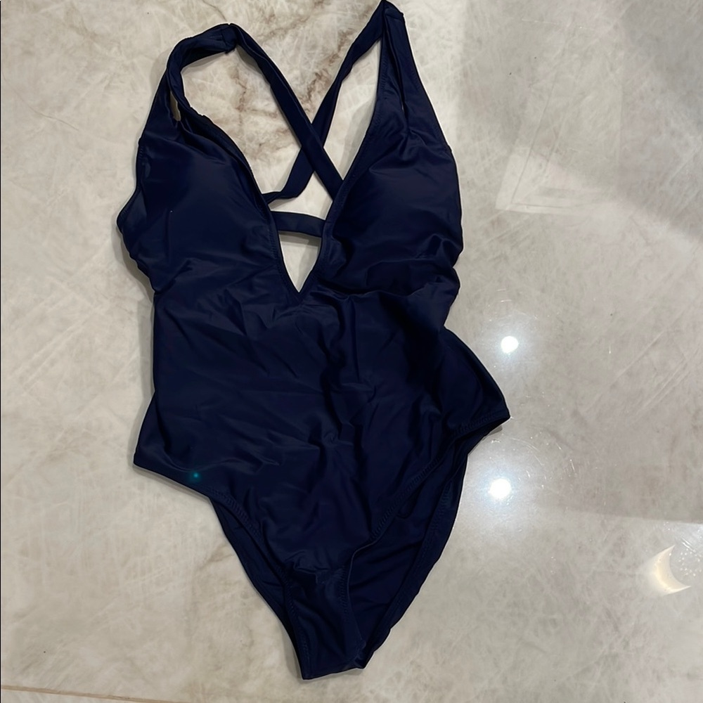 Cupshe Deep Blue One-Piece Swimsuit
